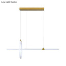 Modern gold led ring and bar pendant light dining room
