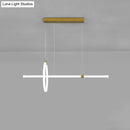 Modern gold led ring and bar pendant light dining room
