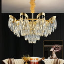 Modern gold led sunflower crystal ceiling chandelier dining room