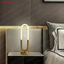 Modern gold led u shape table lamp for bedroom art decor