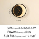 Modern gold led wall lamp clock for living room lighting