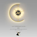 Modern gold led wall lamp clock for living room lighting