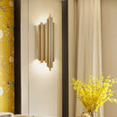 Modern gold led wall lamp for living room brass rod sconce