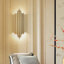 Modern gold led wall lamp for living room brass rod sconce
