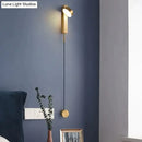 Modern gold led wall lamps for bedroom with rotating sconce light