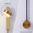 Modern gold led wall lamps for bedroom with rotating sconce light