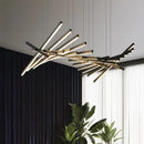 Modern gold led wave pendant chandelier for dining room