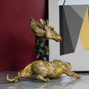 Modern gold leopard resin statue living room wildlife decor