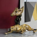 Modern gold leopard resin statue living room wildlife decor