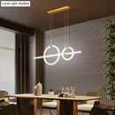 Modern gold linear and ring led chandelier dining room light