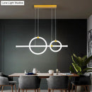 Modern gold linear and ring led chandelier dining room light