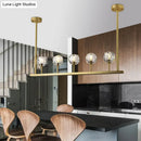 Modern gold linear crystal ball pendant light dining room fixture