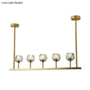 Modern gold linear crystal ball pendant light dining room fixture