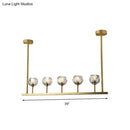 Modern gold linear crystal ball pendant light dining room fixture