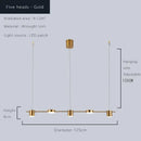 Modern gold linear dimmable led ceiling chandelier dining room light