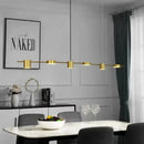 Modern gold linear dimmable led ceiling chandelier dining room light