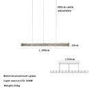 Modern gold linear glass led chandelier for kitchen island