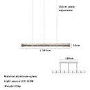 Modern gold linear glass led chandelier for kitchen island
