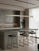 Modern gold linear glass led chandelier for kitchen island