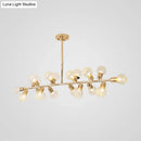 Modern gold linear island light dining room ribbing glass shade