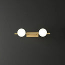 Modern gold linear wall sconce with milky ball glass for bathroom