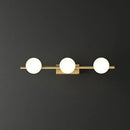 Modern gold linear wall sconce with milky ball glass for bathroom