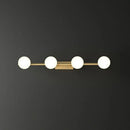 Modern gold linear wall sconce with milky ball glass for bathroom