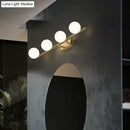 Modern gold linear wall sconce with milky ball glass for bathroom