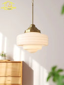 Modern gold lustre pendant light tiered glass shade kitchen fixture