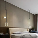 Modern gold luxury led pendant light bedroom art ring lamp