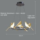 Modern gold magpie bird led chandelier dining room pendant light