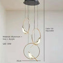 Modern gold magpie bird led chandelier dining room pendant light