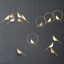 Modern gold magpie bird led chandelier dining room pendant light