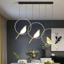 Modern gold magpie bird led ring chandelier dining room light