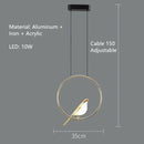 Modern gold magpie bird led ring chandelier dining room light