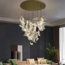 Modern gold mesh duplex building chandelier living room pendant light