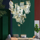 Modern gold mesh duplex building chandelier living room pendant light