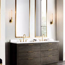 Modern gold metal and glass wall sconce light for bathroom