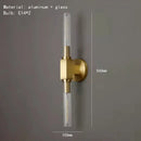 Modern gold metal and glass wall sconce light for bathroom