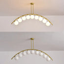 Modern gold metal arched ceiling light for dining room with 6 bulbs