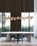 Modern gold metal arched ceiling light for dining room with 6 bulbs