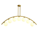 Modern gold metal arched ceiling light for dining room with 6 bulbs