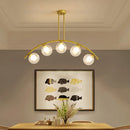 Modern gold metal arched ceiling light for dining room with 6 bulbs