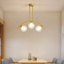 Modern gold metal arched ceiling light for dining room with 6 bulbs