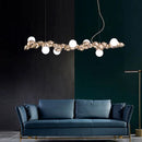 Modern gold metal arched ceiling light for dining room with 6 bulbs