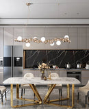 Modern gold metal arched ceiling light for dining room with 6 bulbs