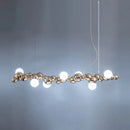 Modern gold metal arched ceiling light for dining room with 6 bulbs