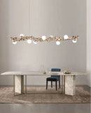 Modern gold metal arched ceiling light for dining room with 6 bulbs