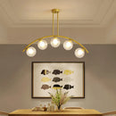 Modern gold metal arched ceiling light for dining room with 6 bulbs
