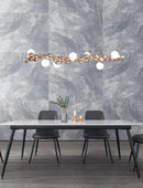 Modern gold metal arched ceiling light for dining room with 6 bulbs